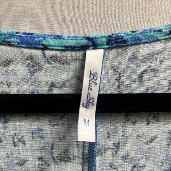 Blue Sky linen bamboo floral sleeveless dress Sz M - Picture 8 of 14